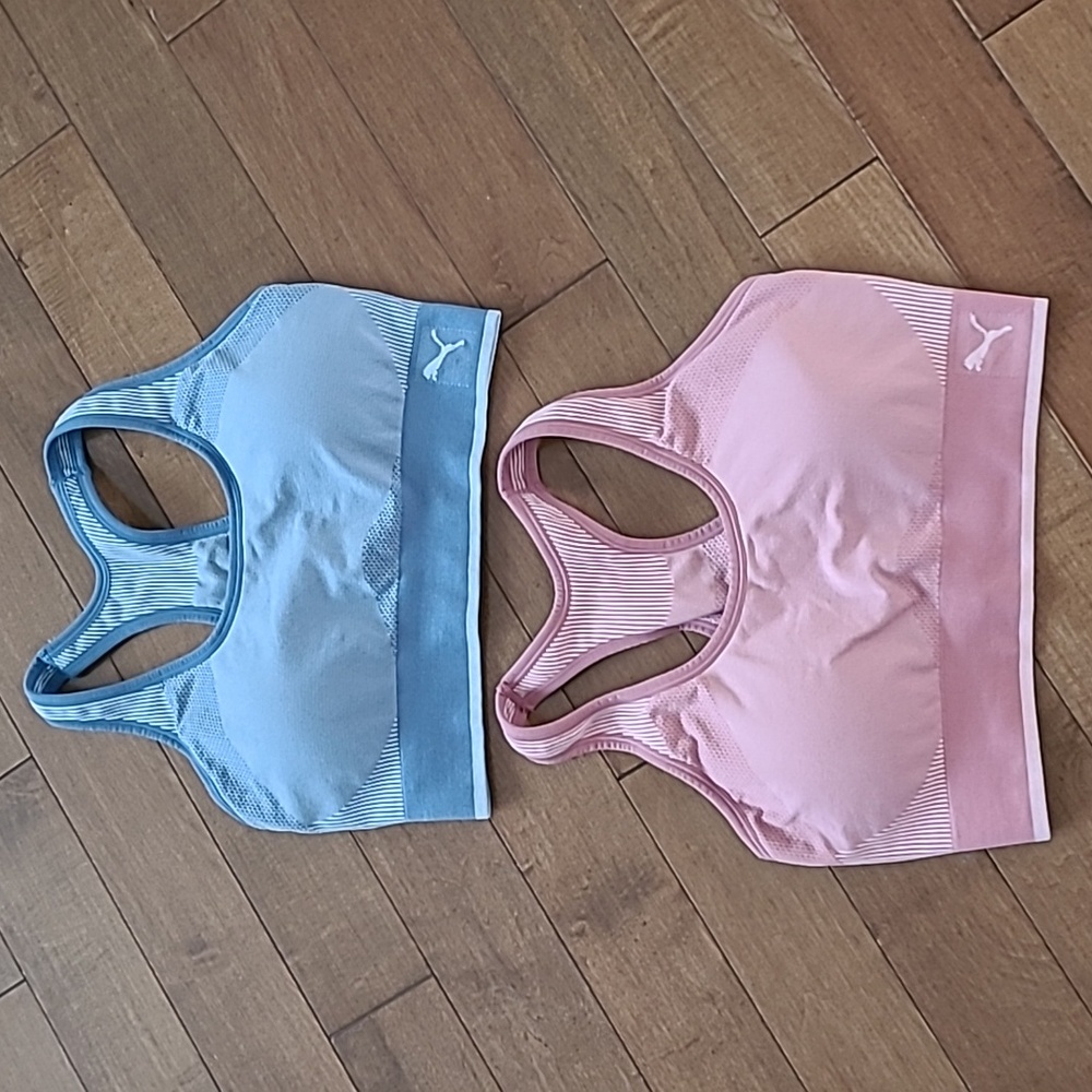 NWOT PUMA Blue and Pink Sports Bras (2)  size Large